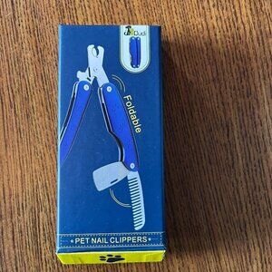 Heavy Duty Pet Nail Clipper Blue Foldable, has comb and file. New in Box